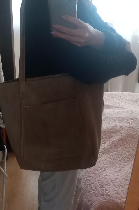 Дамска чанта естествена кожа/велур