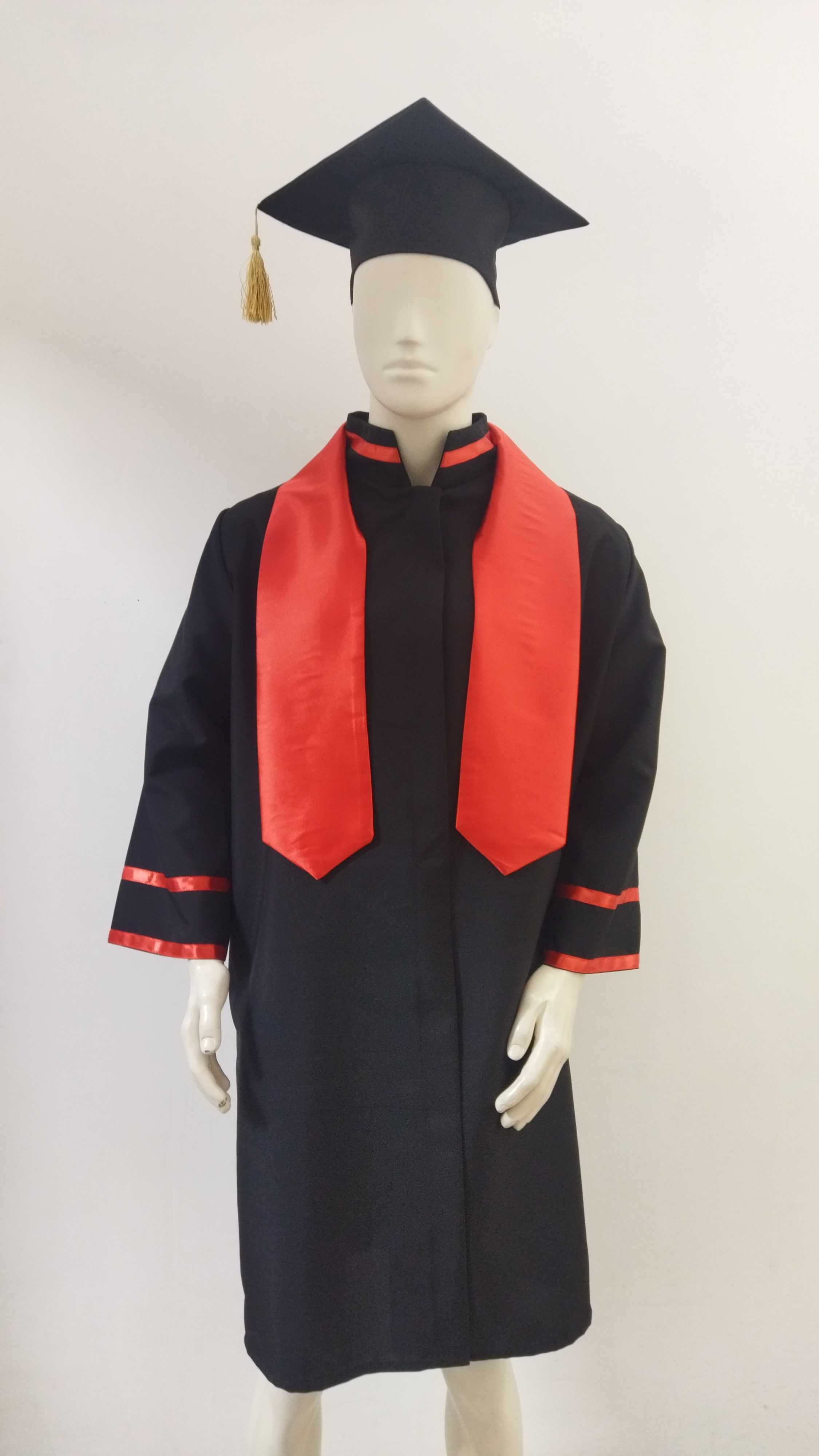 Мантия с конфедераткой и шарфиком (черный с красным)