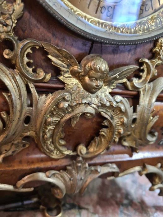 Ceas de perete din lemn si bronz, stil Baroc sec. 19