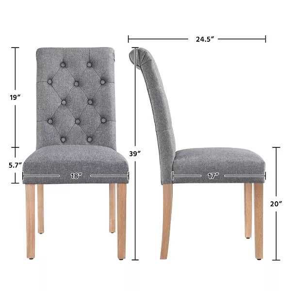 Set 2 scaune cu spatar, tapitate, lemn masiv 125kg|R 592493 DarkGray2