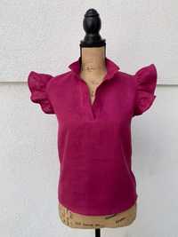 Bluza/top din in 100% culoare magenta S, nou fara eticheta