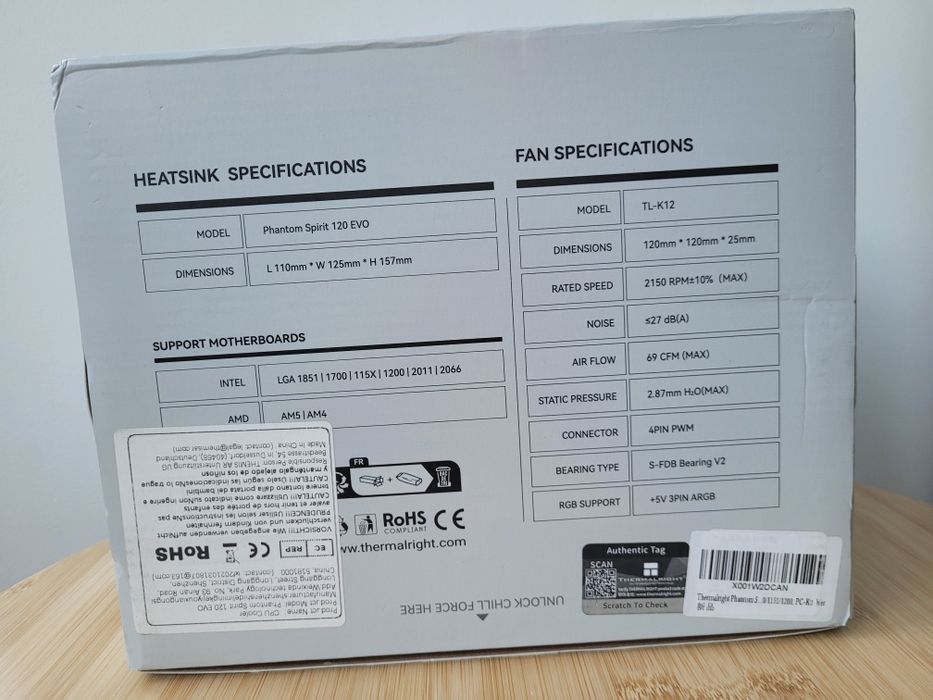 Nou Cooler rgb ventilator PC cpu Thermalright Phantom Spirit 120 Evo