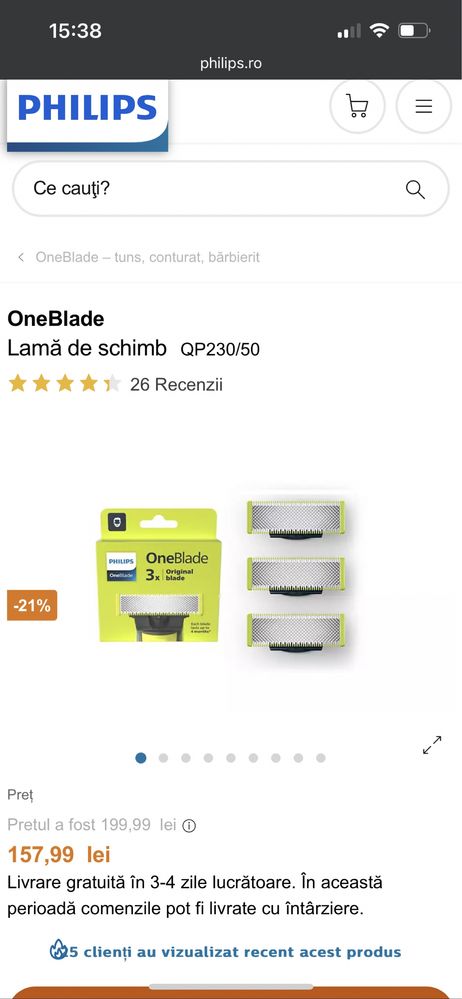 Set Rezerve, Lame Philips OneBlade • Lichidare de Stoc • Sigilate!