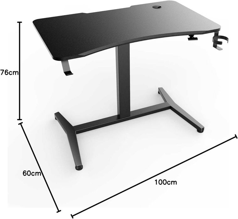 Маса с регулируема височина Airlift с кука за слушалки 100x 60x 117см