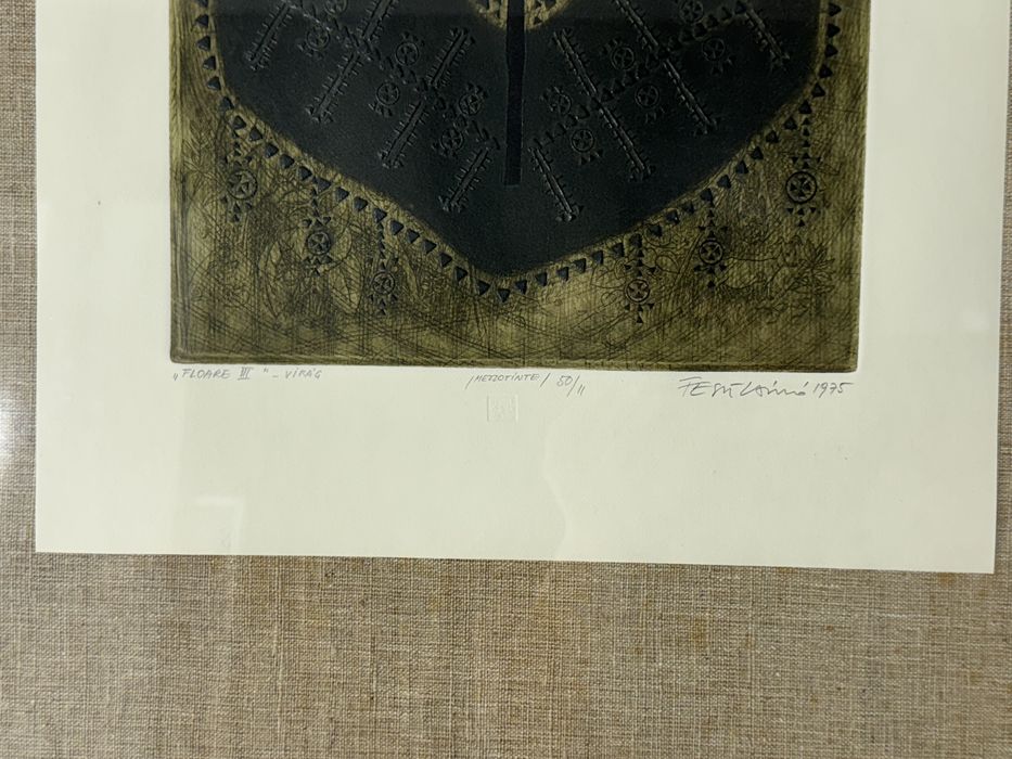 Tablou Laszlo Feszt, Floare III – Virag, Mezotintă Originală Semnată