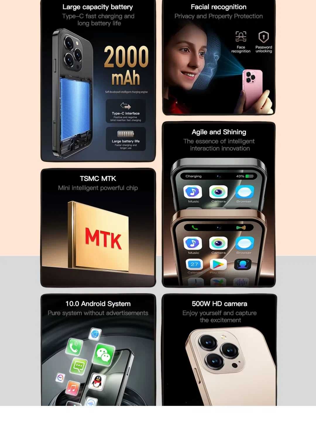 Iphone MINI (M16Pro ) 2/16 gb Natural,Black
