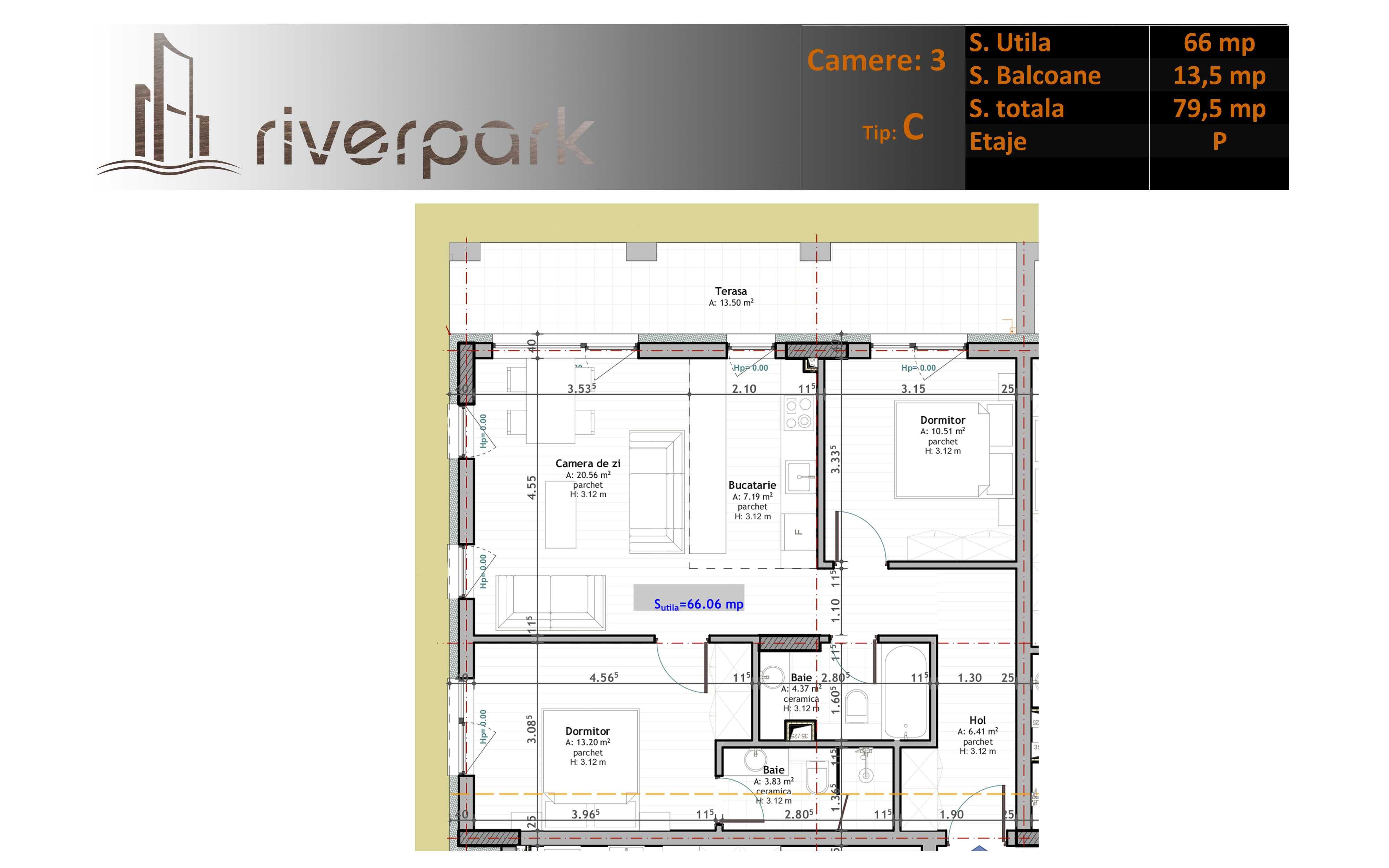 Ap 3 camere - predare imediata! Ansamblu NOU River Park