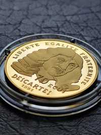 500 франка 1991 г."Рене Декарт", злато 17 гр.,проба 920/1000 (над 22 к