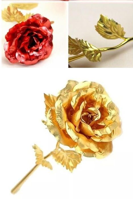 Свети валентин декоратиовна златна роза 24к + стойка