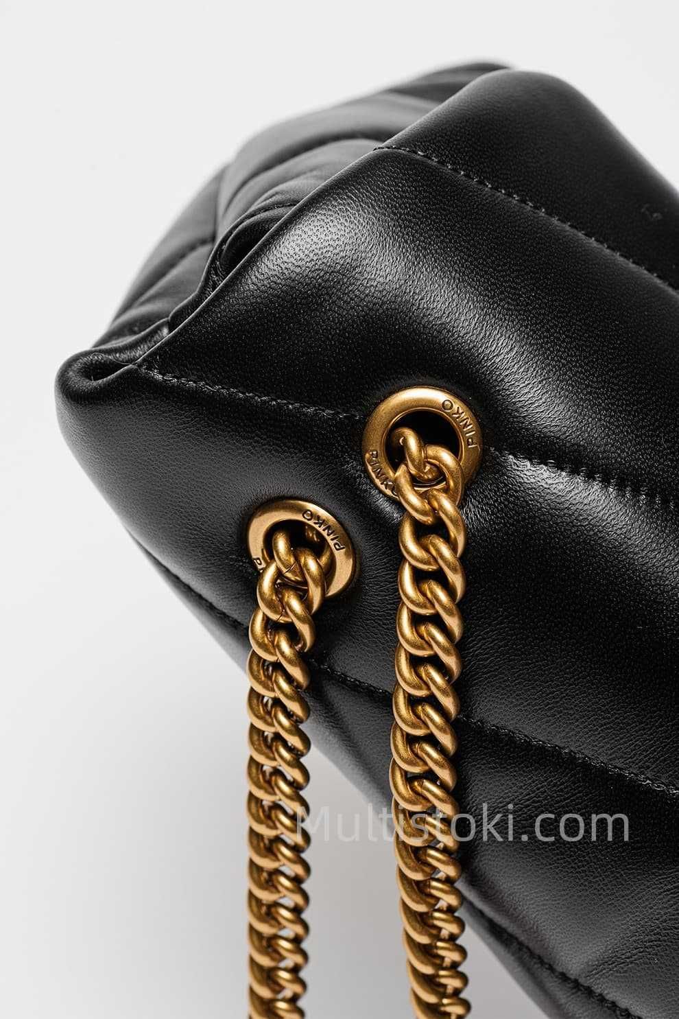 PINKO Дамска чанта Love Mini Puff Maxi Черен чистонова 28x19x10см