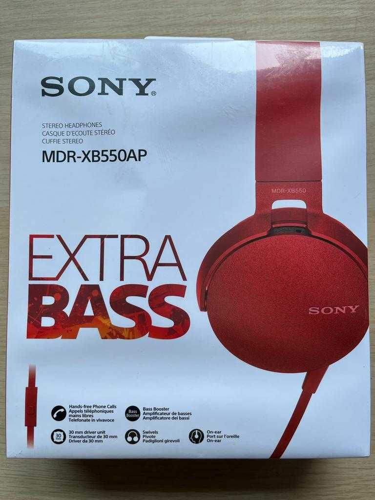 Cast cu fir SONY EXTRA BASS,MDR-XB550AP,microfon, rosii, sigilat