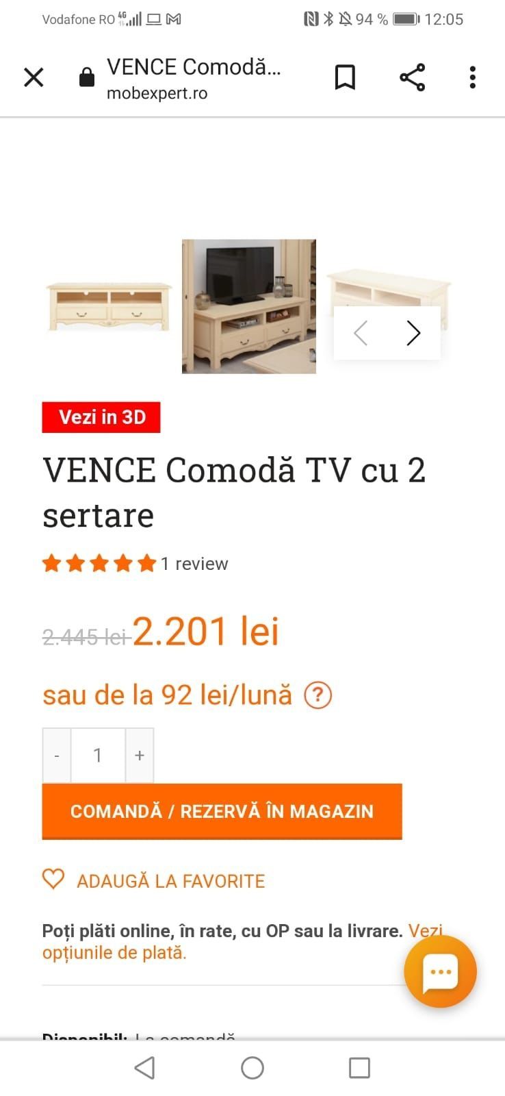 Comoda TV Vence cu 2 sertare