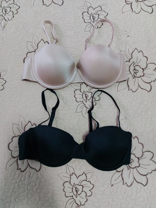 Set 2 sutiene Shein Leisure cu bretele detasabile, Negru+Crem, 80C