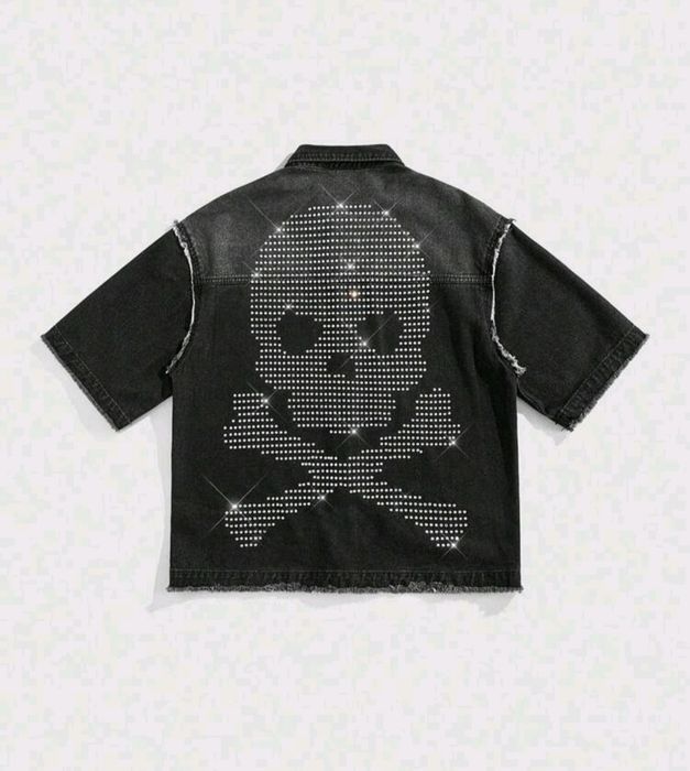 Нови мъжки  дънкови ризи яке Skull Harajuku череп овърсайз  Хл/2Хл