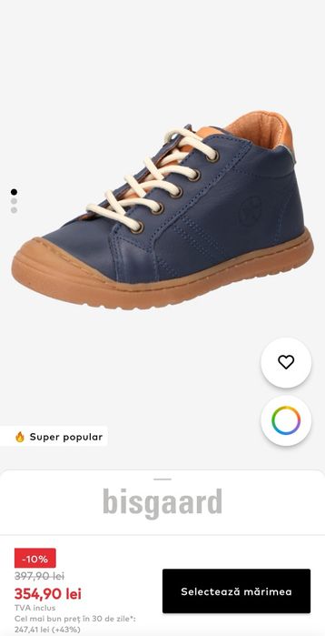 Ghete / pantofi din piele Bisgaard  mărimea 23