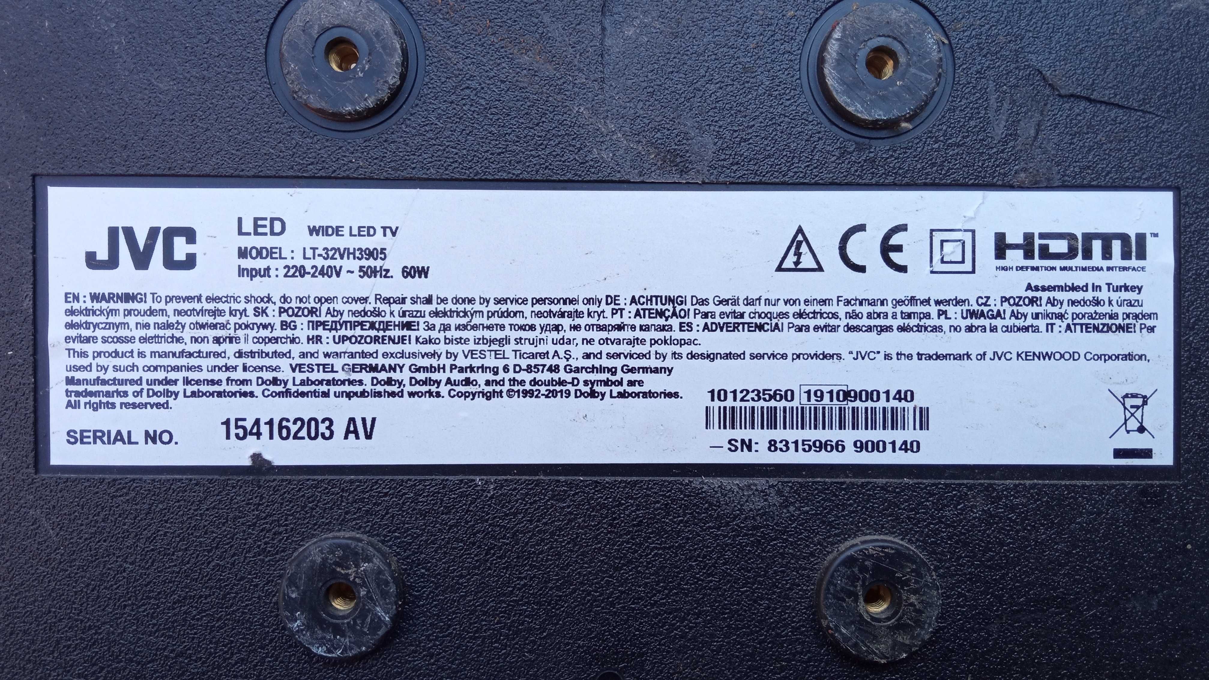 JVC LT-32VH3905 VES315 части