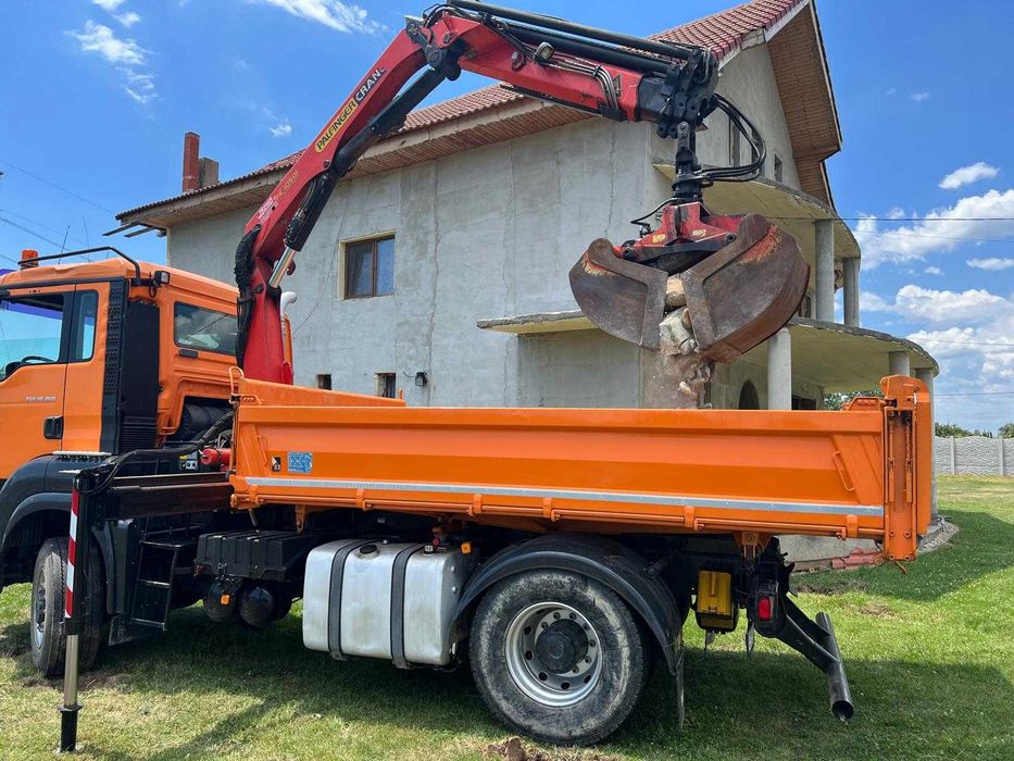 MAN TGS 18.360 4x4 – Basculantă + Macara + Sărărița și Plug