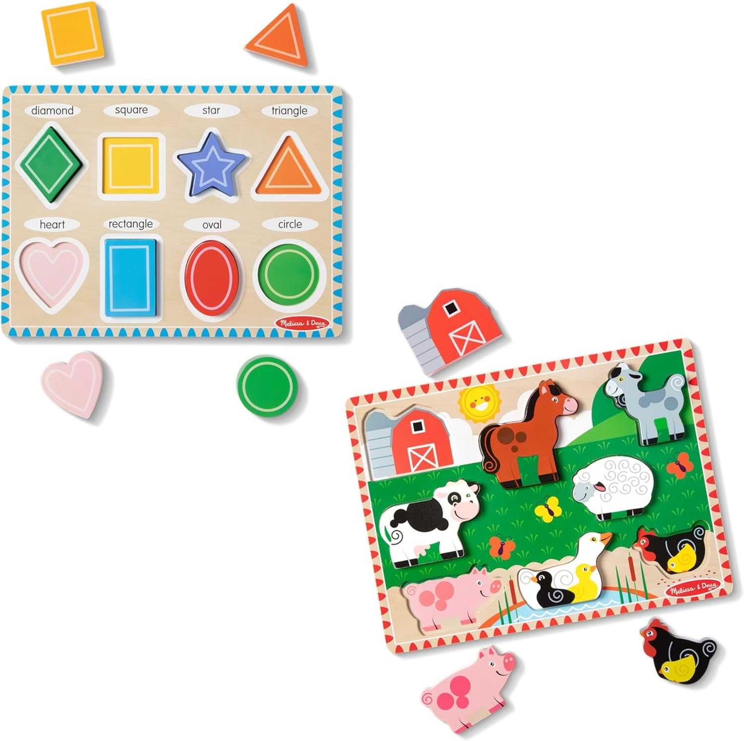 Дървена дъска за активности Дървен пъзел Melissa & Doug - 6 вида