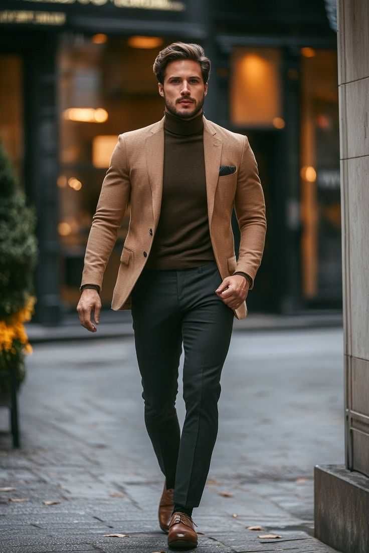 Sacou blazer slim 50 L premium Jack & Jones NOU lana si matase camel