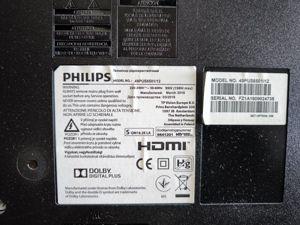 Телевизор LED Smart Android Philips, 49" 4K Ultra HD