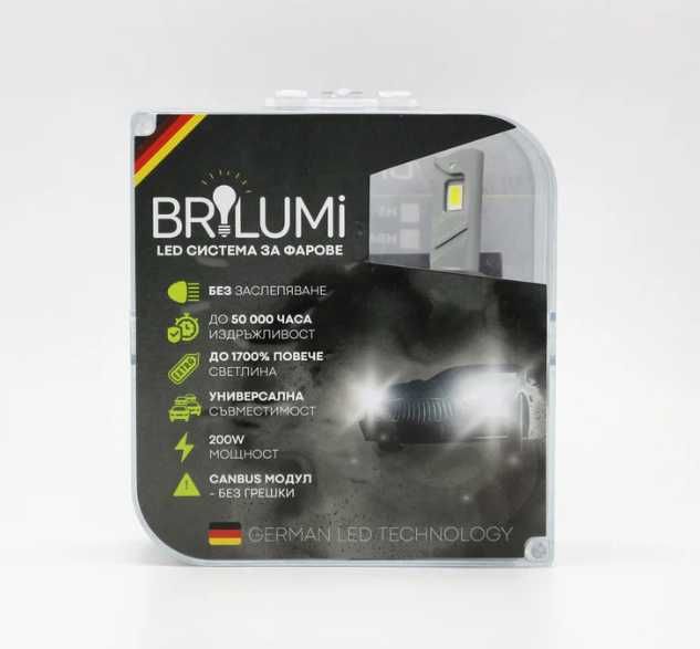 LED крушки за фарове HB3 - BRILUMI ZENITH - 200W - CANBUS 6000K