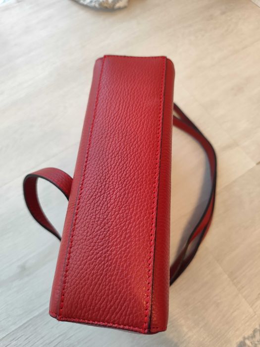 Geanta de piele naturala roșie