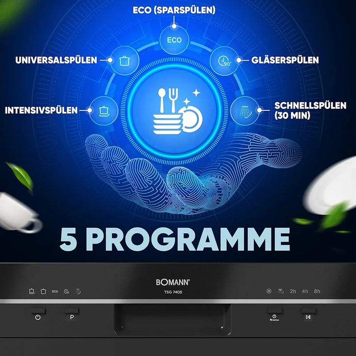 Нова мини/малка/компактна съдомиялна кубче Bomann 6  комплекта черна