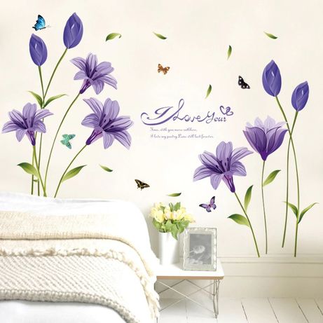 sticker elegant autocolant- flori violet (160 x 85 cm)