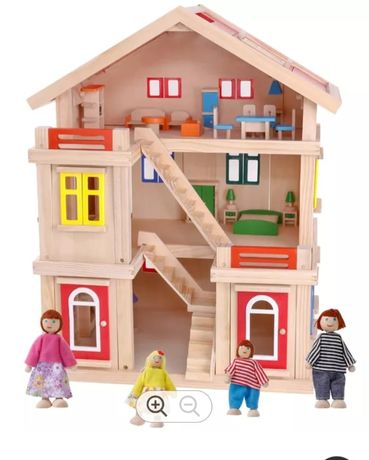 Кукольный дом(ЭКО) с семьёй из 4х куколок +комплекты мебели