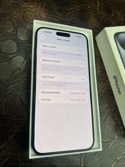Продам IPhone  15 pro max 256 gb bat 87% 748
