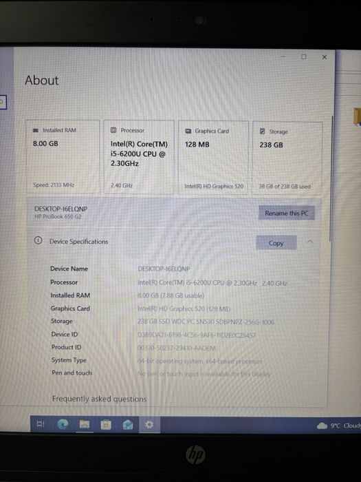 Laptop HP Probook 650 G2