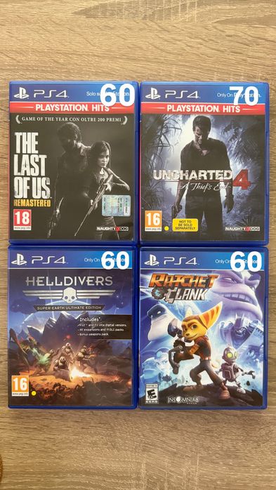 Helldivers, Uncharted 4, The last of us, Ratchet Clanck, PS4 PS5