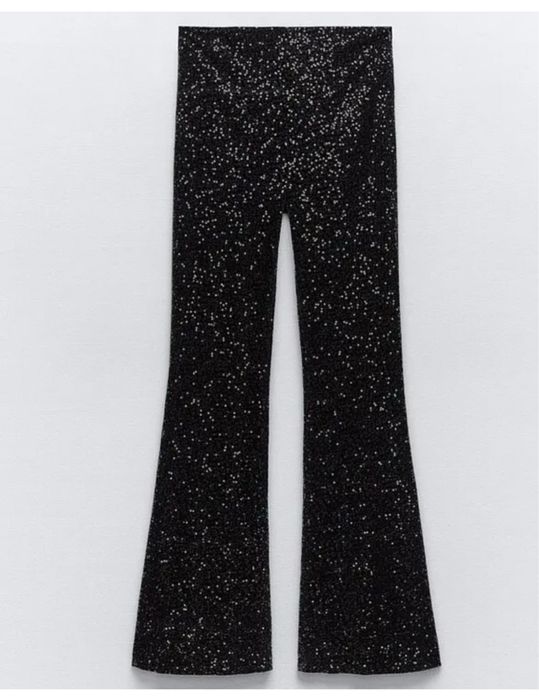 Pantaloni negri paiete Zara marime S M nou