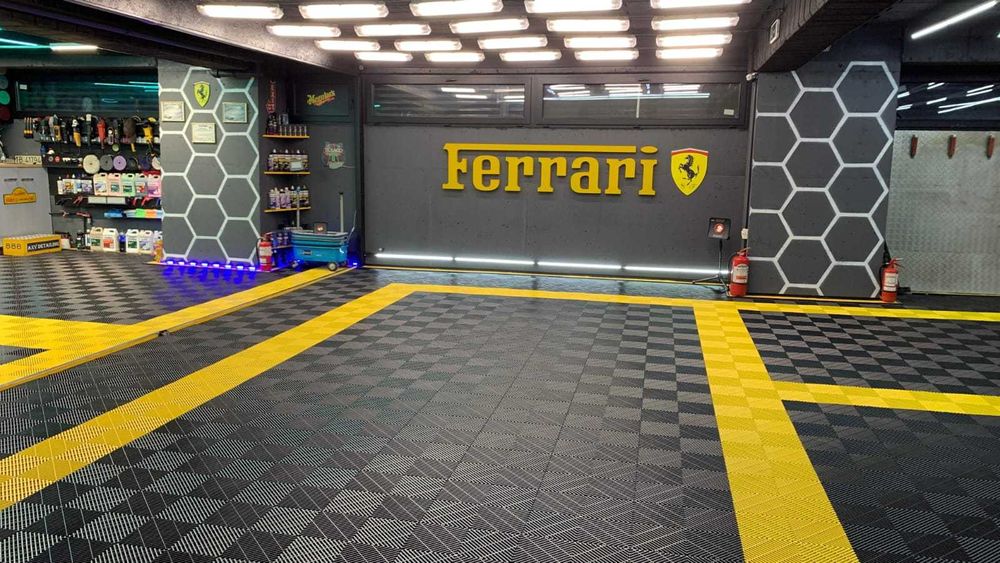 Pardoseala Modulara Smart Floor Detailing Lumini Hexagon Garaj Galben