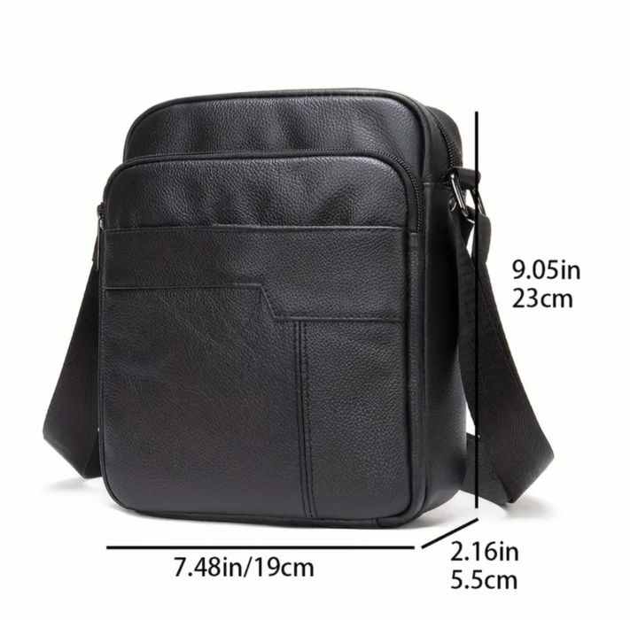 Мъжка бутикова кожена чантичка /Черна естествена кожа -10% Промоция!