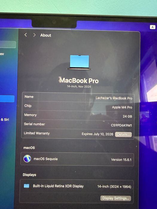 MacBook Pro 14 inch m4pro 24gb ram
