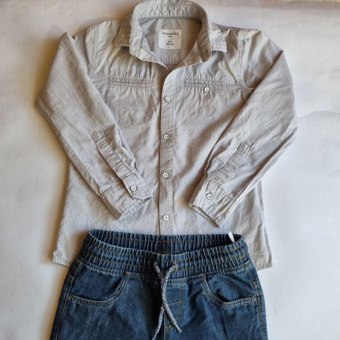 Сива риза Reserved и дънков панталон с връзки Palomino, размер 128 см.