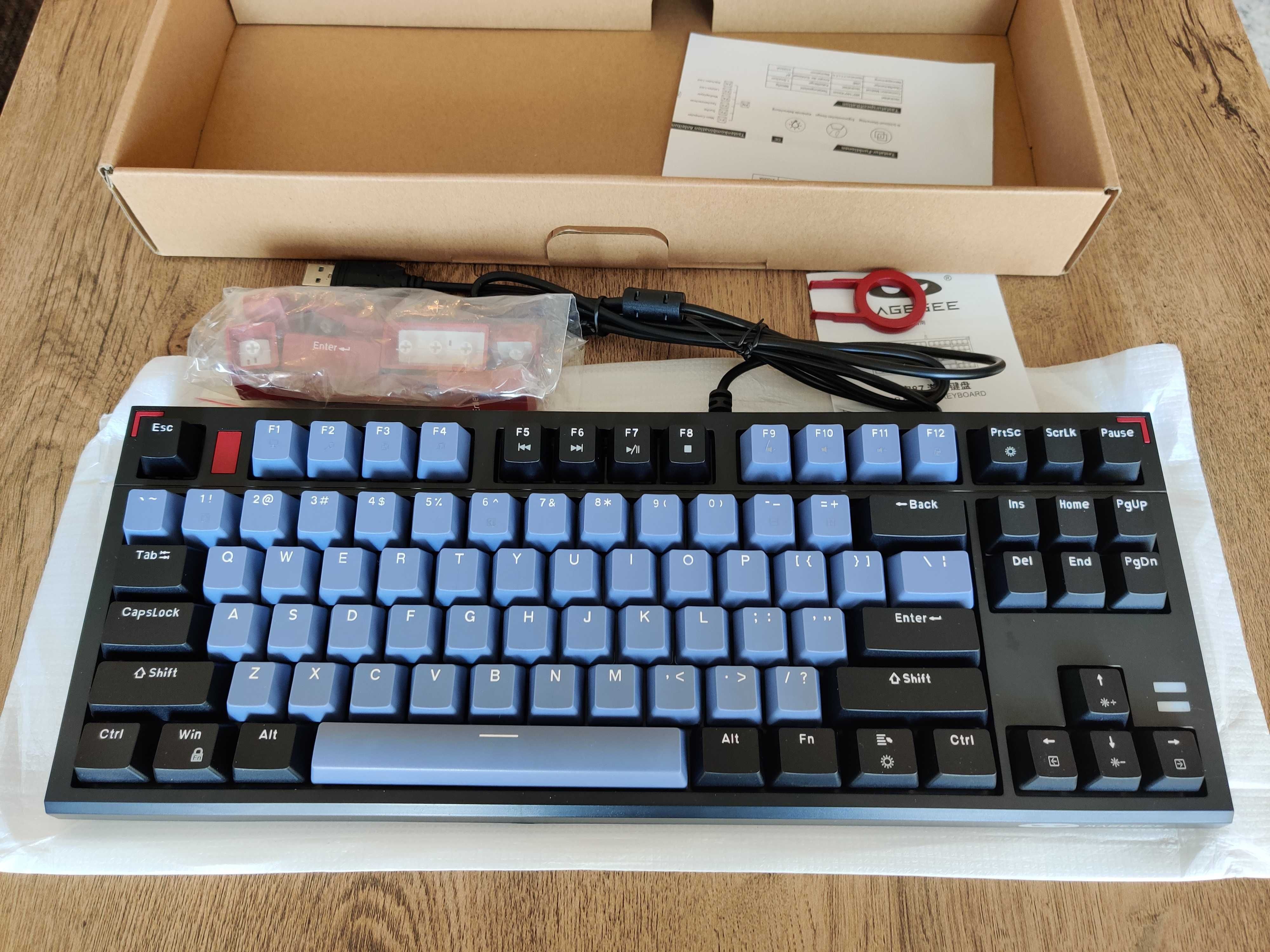 Геймърска механична клавиатура MageGee 87 – Blue/Brown switch - LED