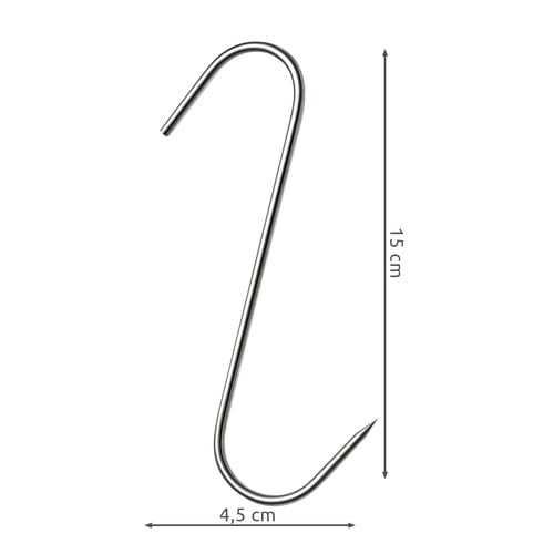 Set 15 carlige din inox  macelarie sau afumatoare carne tip S, 15 cm