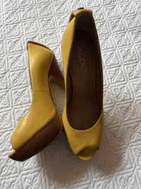 Pantofi Aldo din piele, culoarea galben- 37