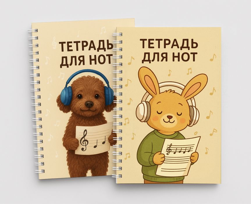 Распечатка нот и нотных тетрадей A4 с удобным переплетом