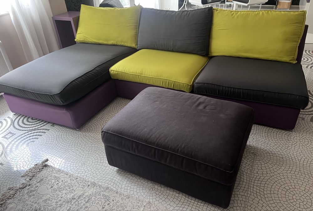 Комплект -  мека мебел Kivik Ikea-Лежанка, 3 броя фотьоил ,  табуретка