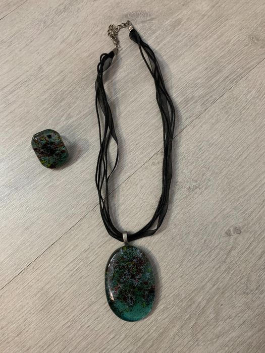 Нови! Колие с пръстен, стъкло, ръчна изработка