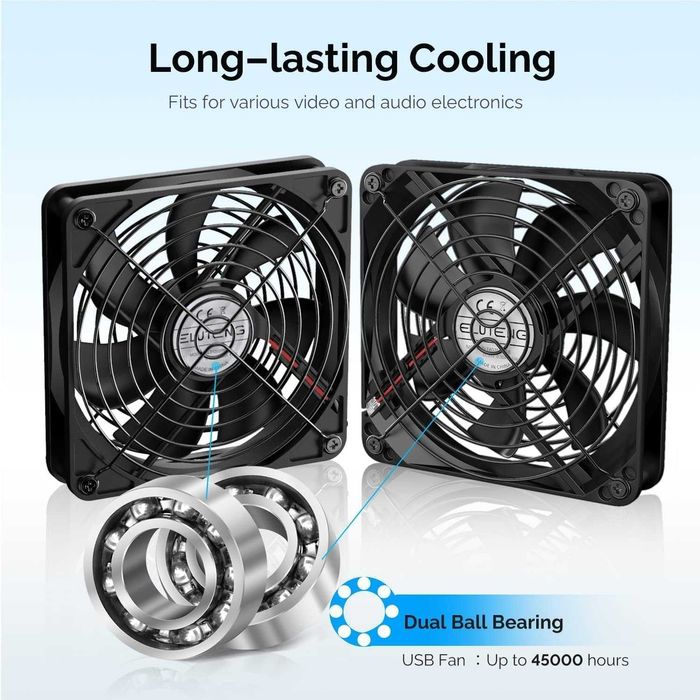 ELUTENG Ventilator USB dual 2in1 140mm 5V,3 viteze reglabile,carcasa