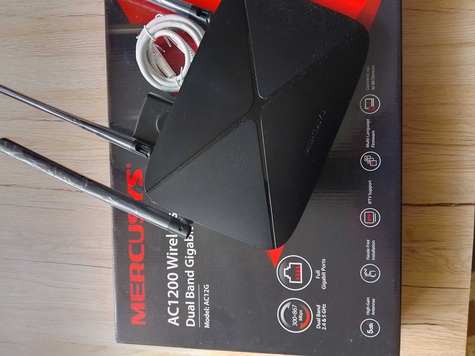 Router wireless MERCUSYS AC12G, AC1200, Gigabit, Dual-Band, Negru