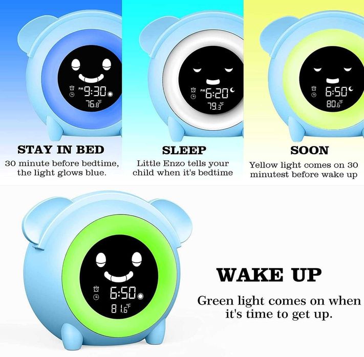 Ceas digital pentru camera copiilor, alarma, termometru, display Lcd