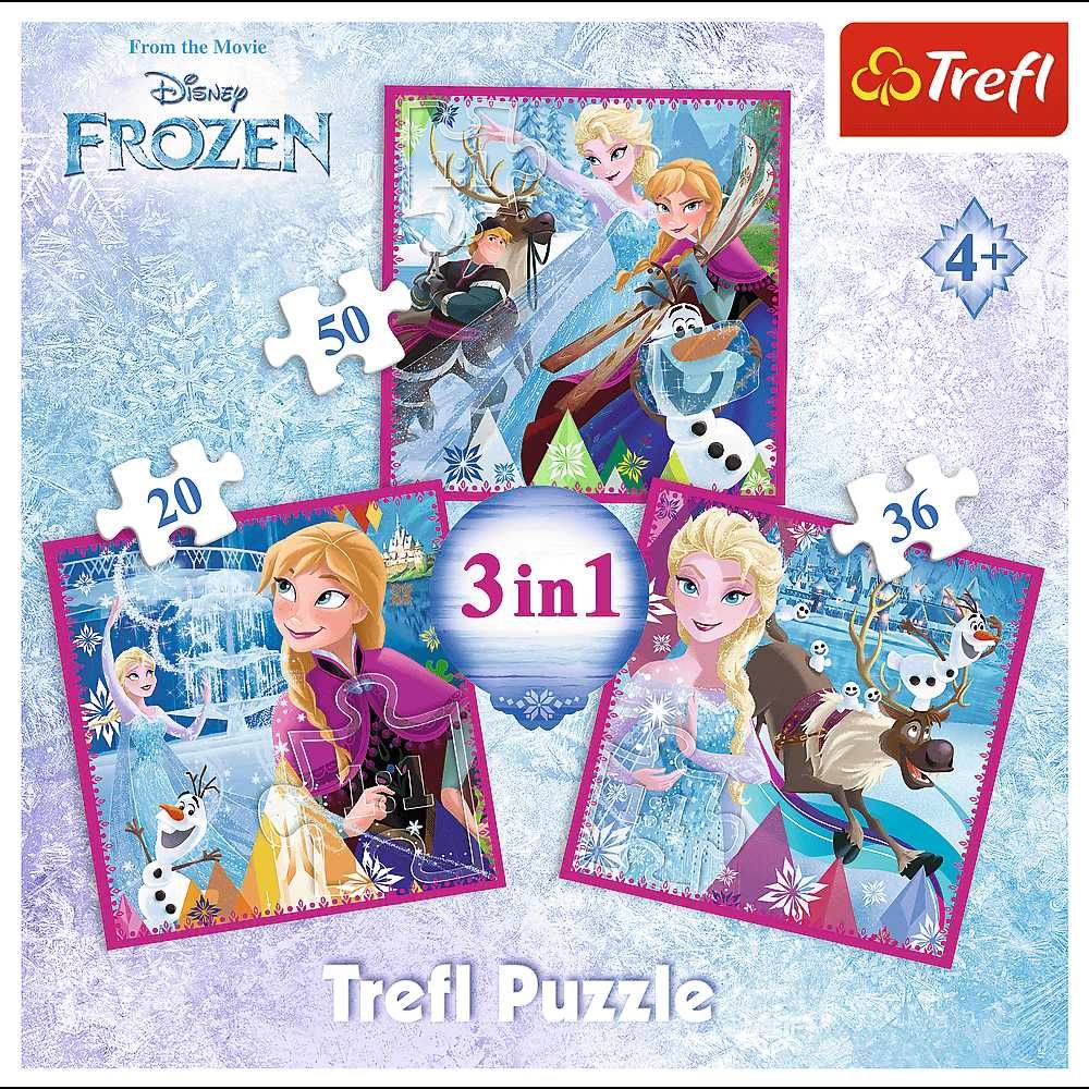 Puzzle copii 3 in 1 Trefl Disney Frozen 2 Magia iernii ideal cadou