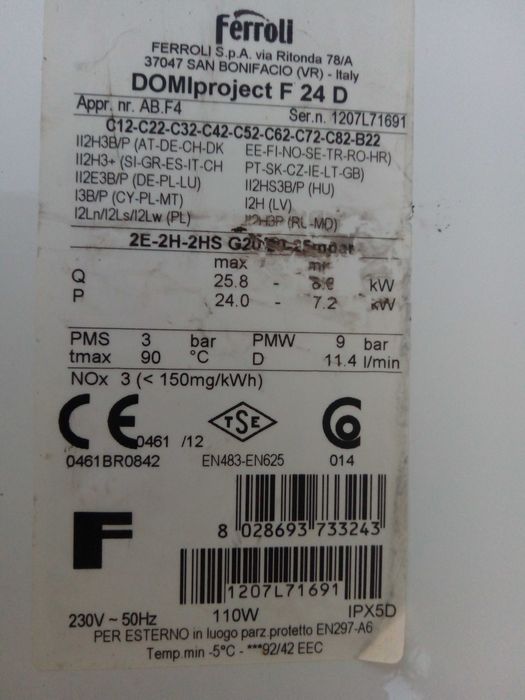 Centrala FERROLI DOMIproject F 32 D.Piese