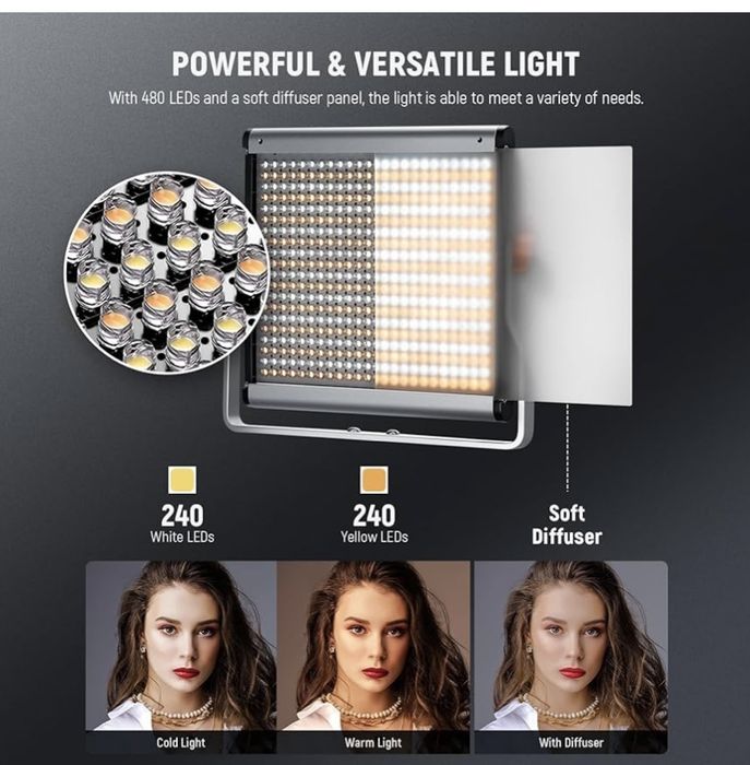 Лед панели Neewer 2 Packs Bi Color 480 LED постоянно осветление идеалн
