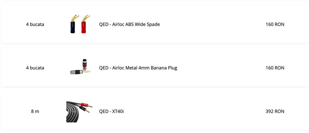 Cablu boxe QED XT40i – 2x4 metri + Conectori QED Airloc